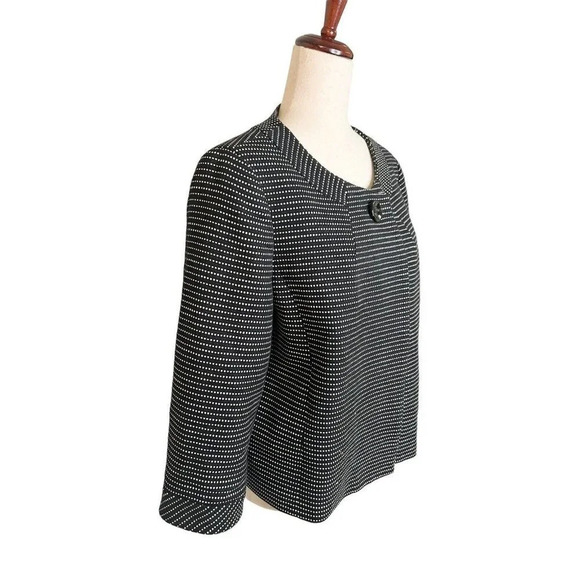 Talbots Jacket Swing Coat Sz 16 Black White Polka Dot Short Career Office - Picture 4 of 10